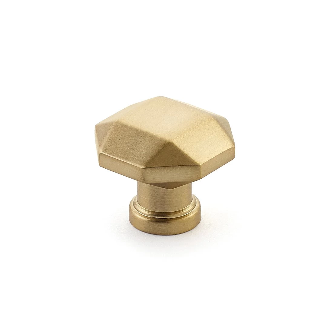 Menlo Park Faceted Knob Brushed Nickel - 1 1/4 In