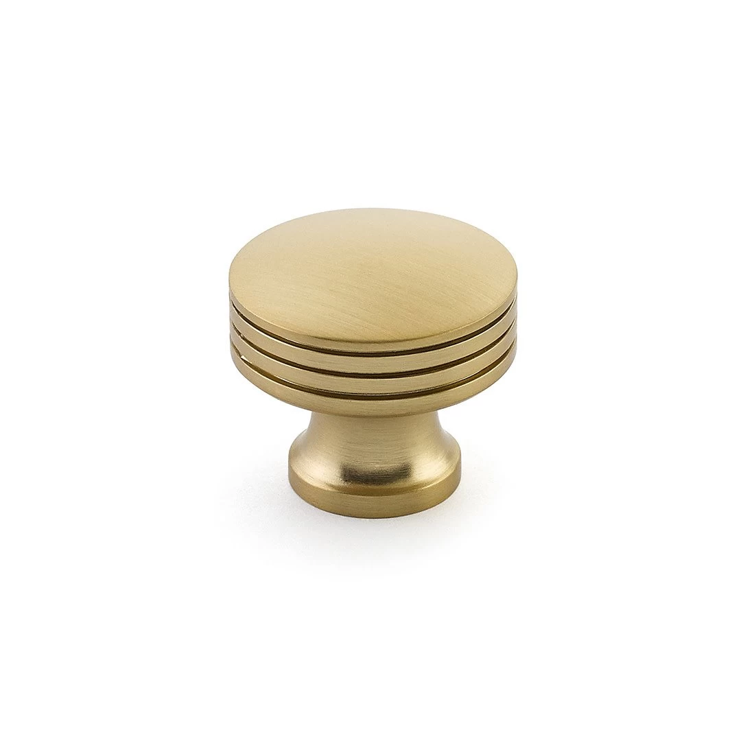 Menlo Park Round Knob Signature Satin Brass - 1 1/4 In